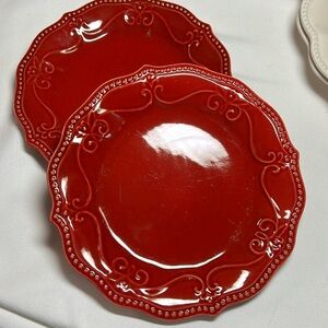 Pioneer Woman set 2 -  8” salad plates, vintage red. NWT